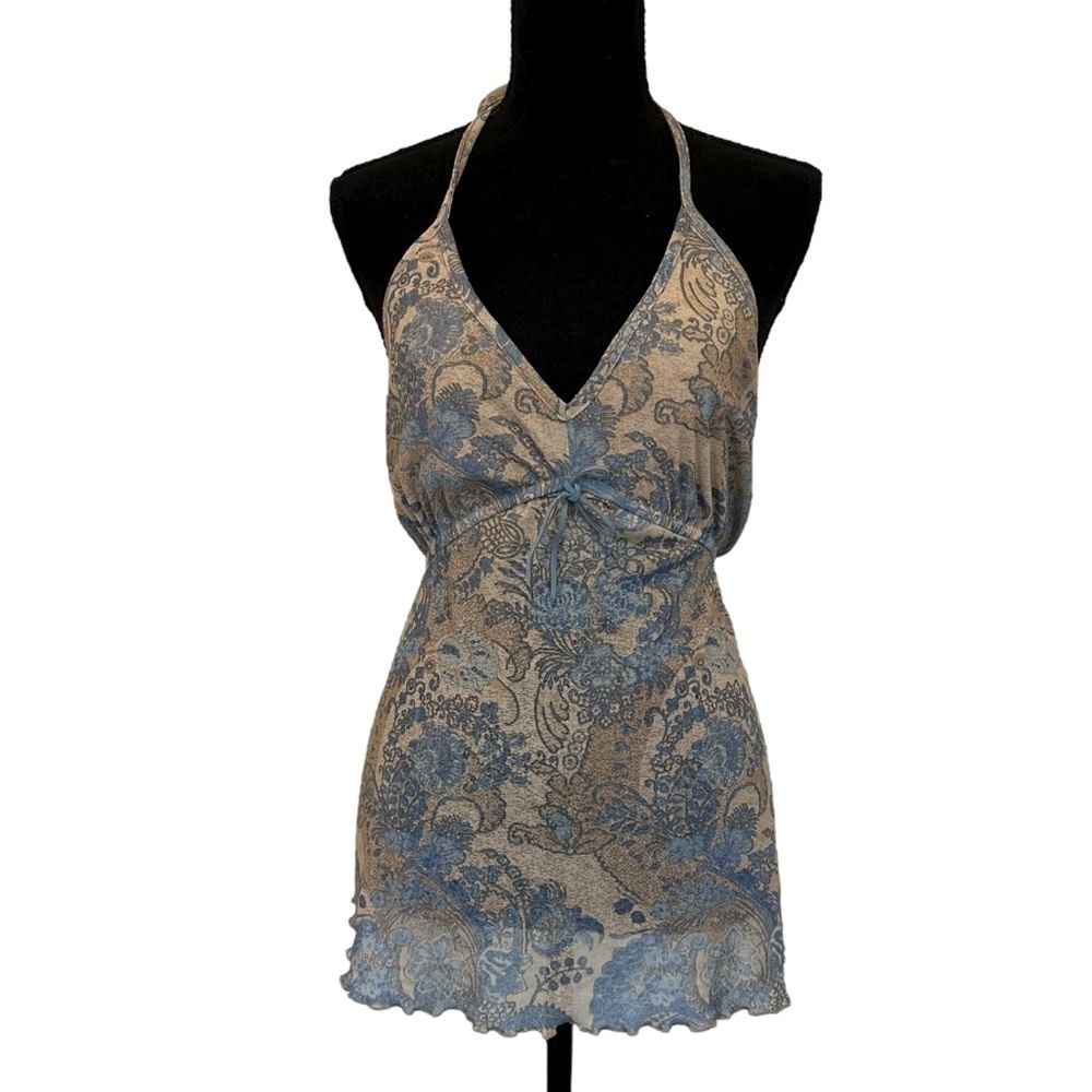 Vintage Y2K Tank Top Halter Maternity Pregnancy Flowy Casual Paisley Size Medium